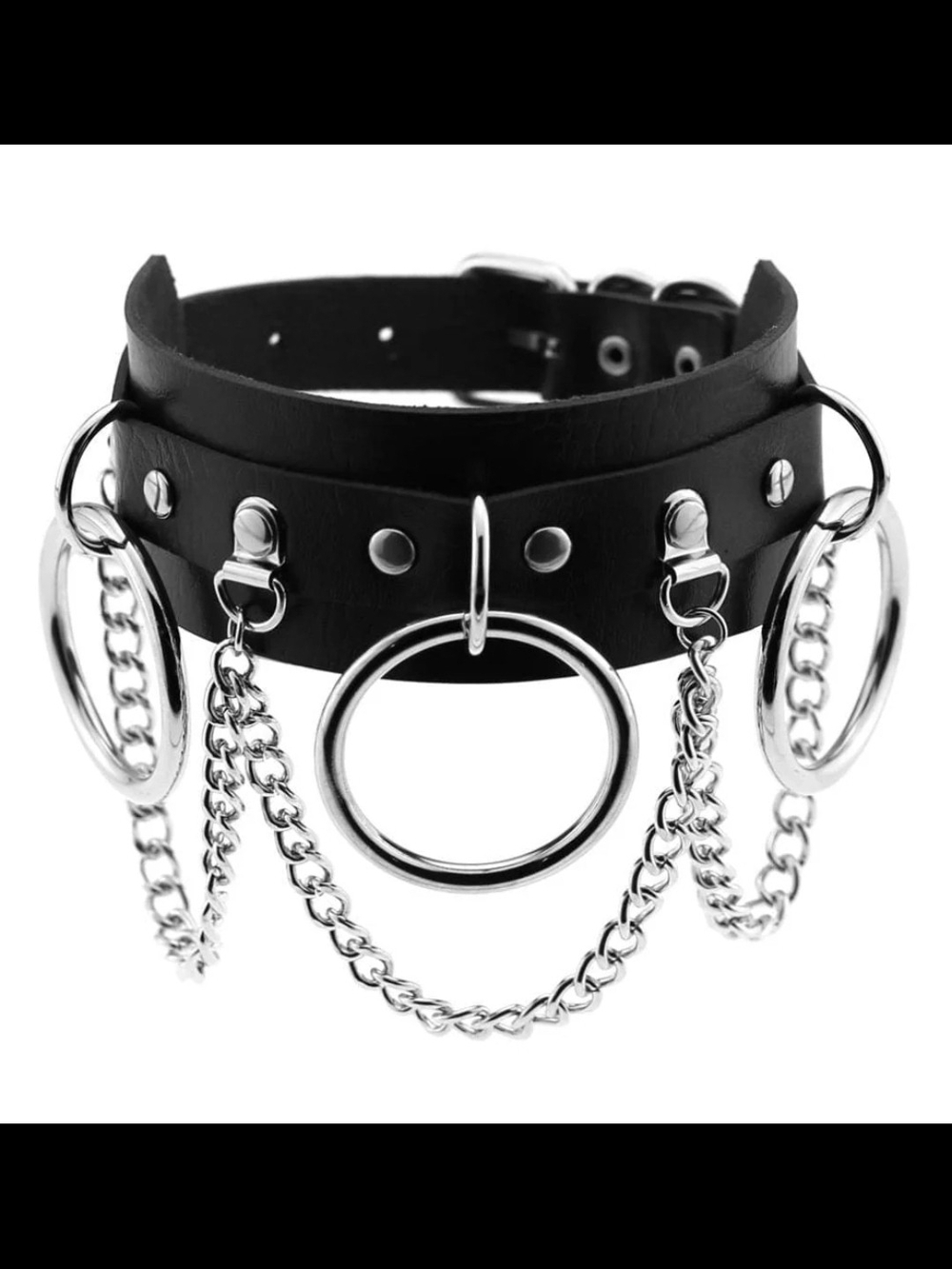Black Layered O-Ring Chain Choker Goth Punk Alternative Collar